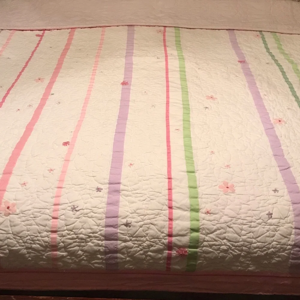Pottery Barn Kids Rainbow Ribbon Floral Comforter